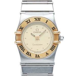 Omega Constellation Quartz Watch, Gold Dial, Stainless Steel, Yellow Gold, Wo...